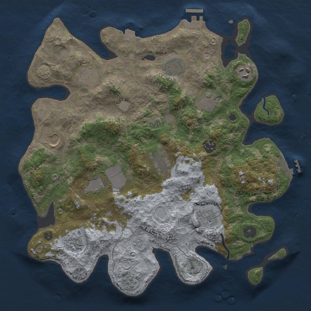 Rust Map: Procedural Map, Size: 3600, Seed: 3087, 17 Monuments