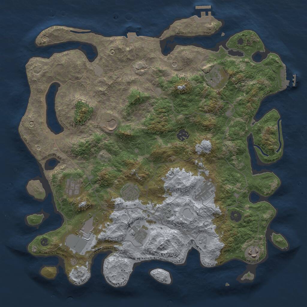 Rust Map: Procedural Map, Size: 4000, Seed: 13921, 16 Monuments