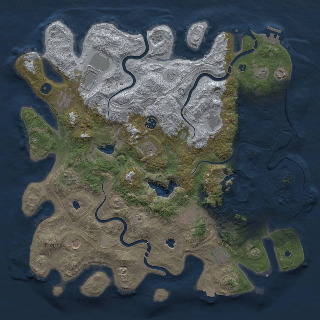 Rust Map: Procedural Map, Size: 4500, Seed: 1115311541, 17 Monuments