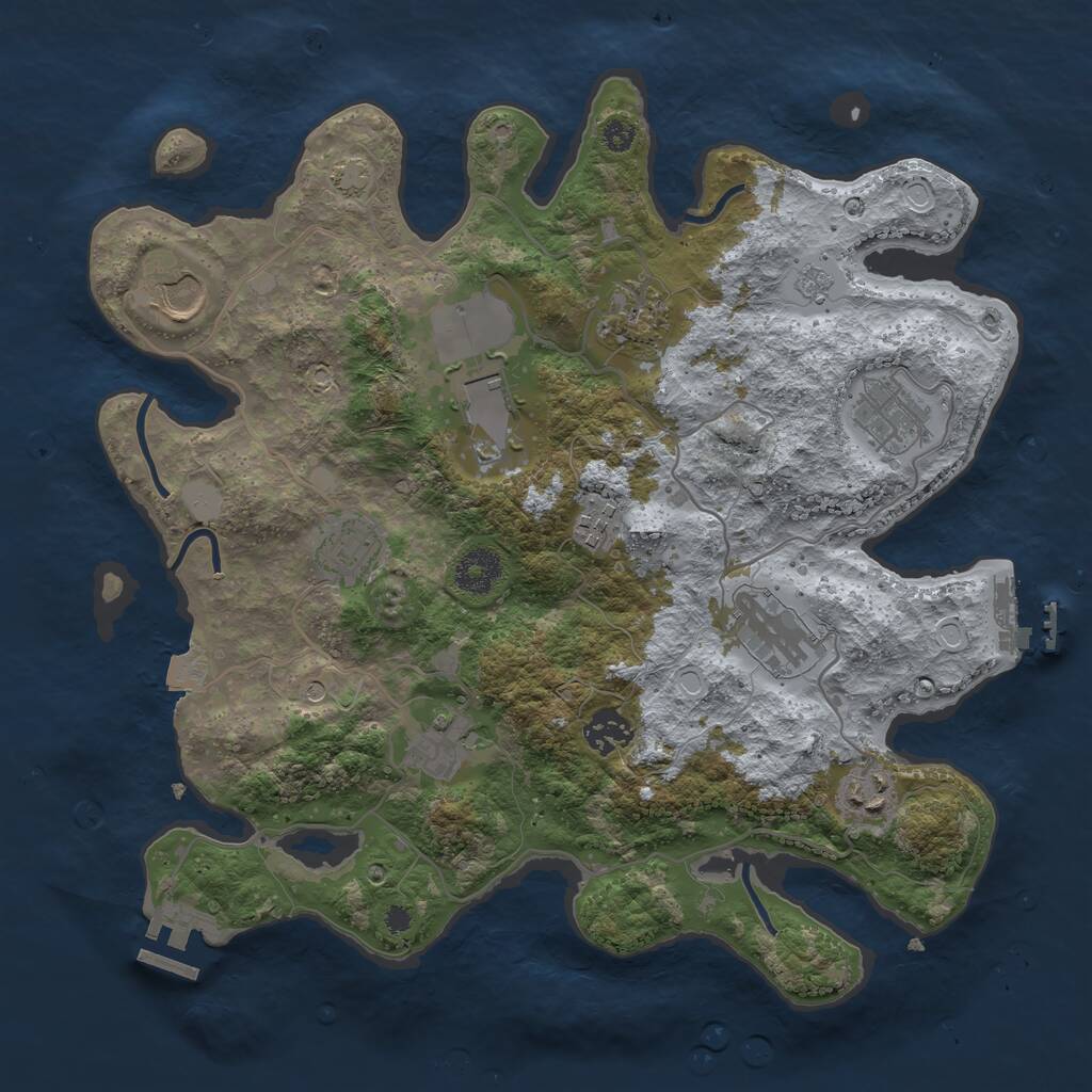 Rust Map: Procedural Map, Size: 3500, Seed: 9428818, 16 Monuments