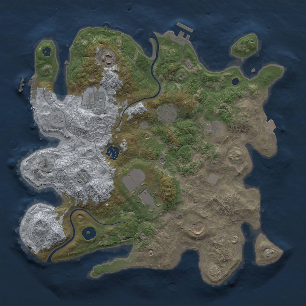 Rust Map: Procedural Map, Size: 3500, Seed: 954477286, 14 Monuments
