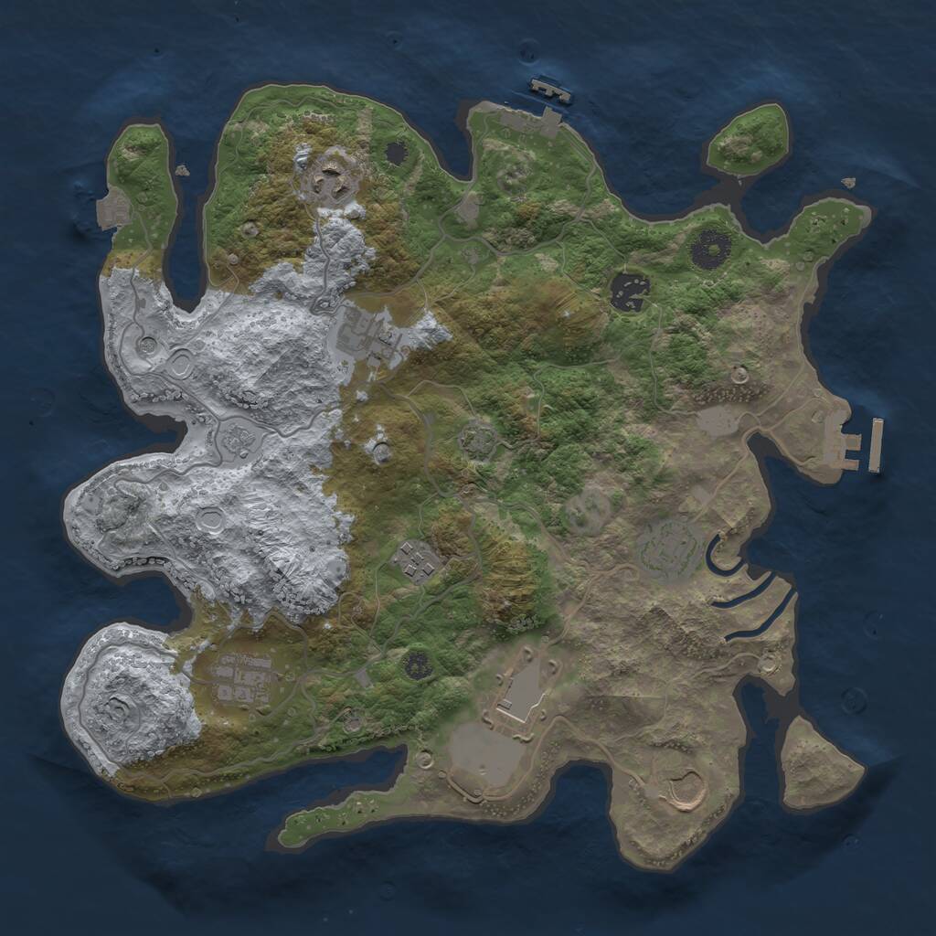 Rust Map: Procedural Map, Size: 3500, Seed: 954477286, 14 Monuments