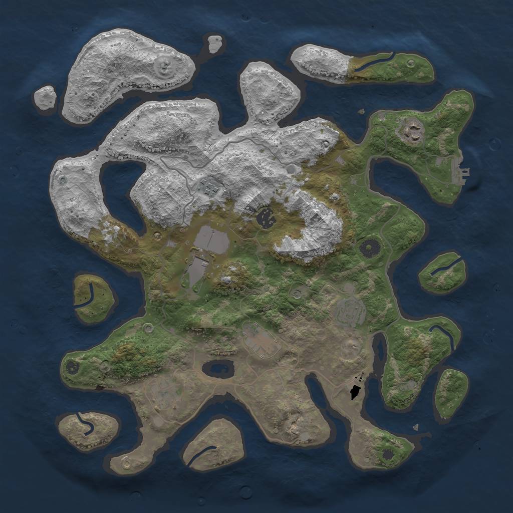 Rust Map: Procedural Map, Size: 4000, Seed: 76453, 11 Monuments