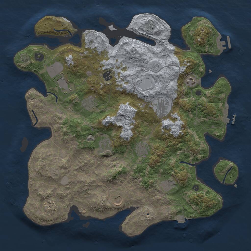 Rust Map: Procedural Map, Size: 4000, Seed: 1150618046, 17 Monuments