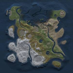 Thumbnail Rust Map: Procedural Map, Size: 3000, Seed: 77693, 11 Monuments