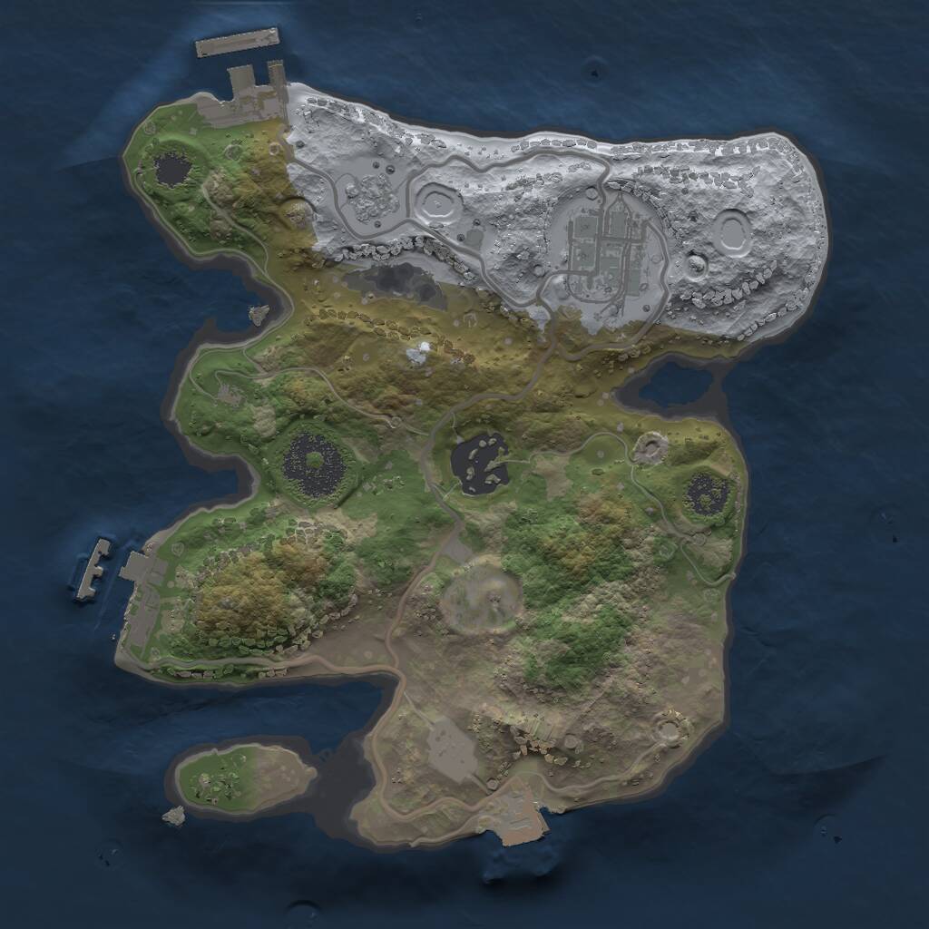 Rust Map: Procedural Map, Size: 2250, Seed: 1360597833, 6 Monuments