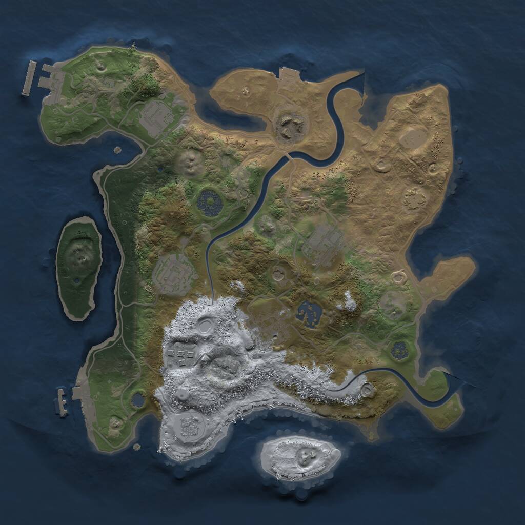 Rust Map: Procedural Map, Size: 3000, Seed: 46270421, 14 Monuments