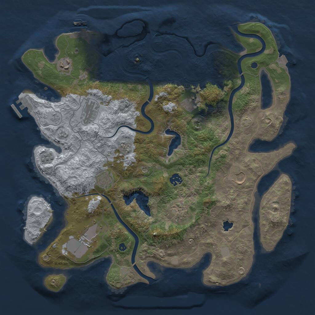 Rust Map: Procedural Map, Size: 4000, Seed: 889150989, 17 Monuments