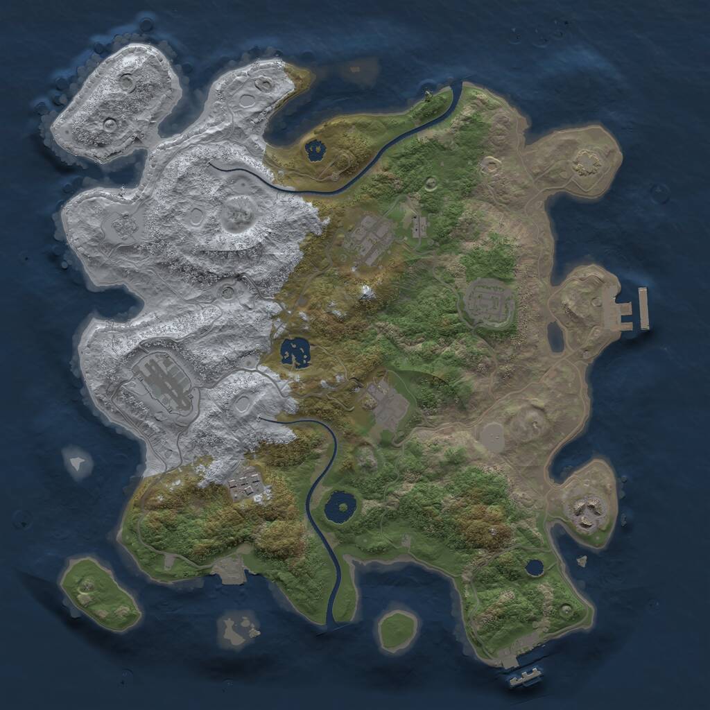 Rust Map: Procedural Map, Size: 3400, Seed: 2128241831, 15 Monuments