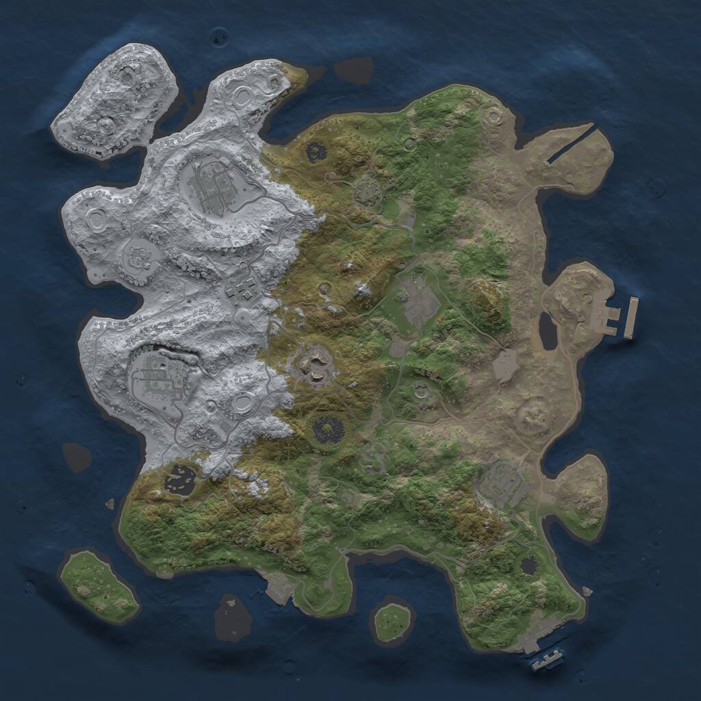 Rust Map: Procedural Map, Size: 3400, Seed: 2128241831, 13 Monuments