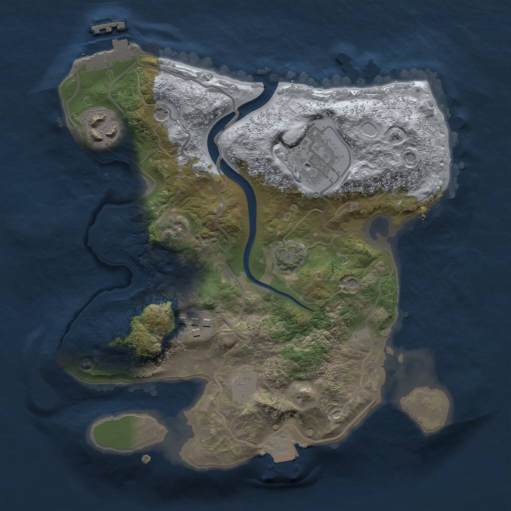 Rust Map: Procedural Map, Size: 2370, Seed: 1360597833, 9 Monuments