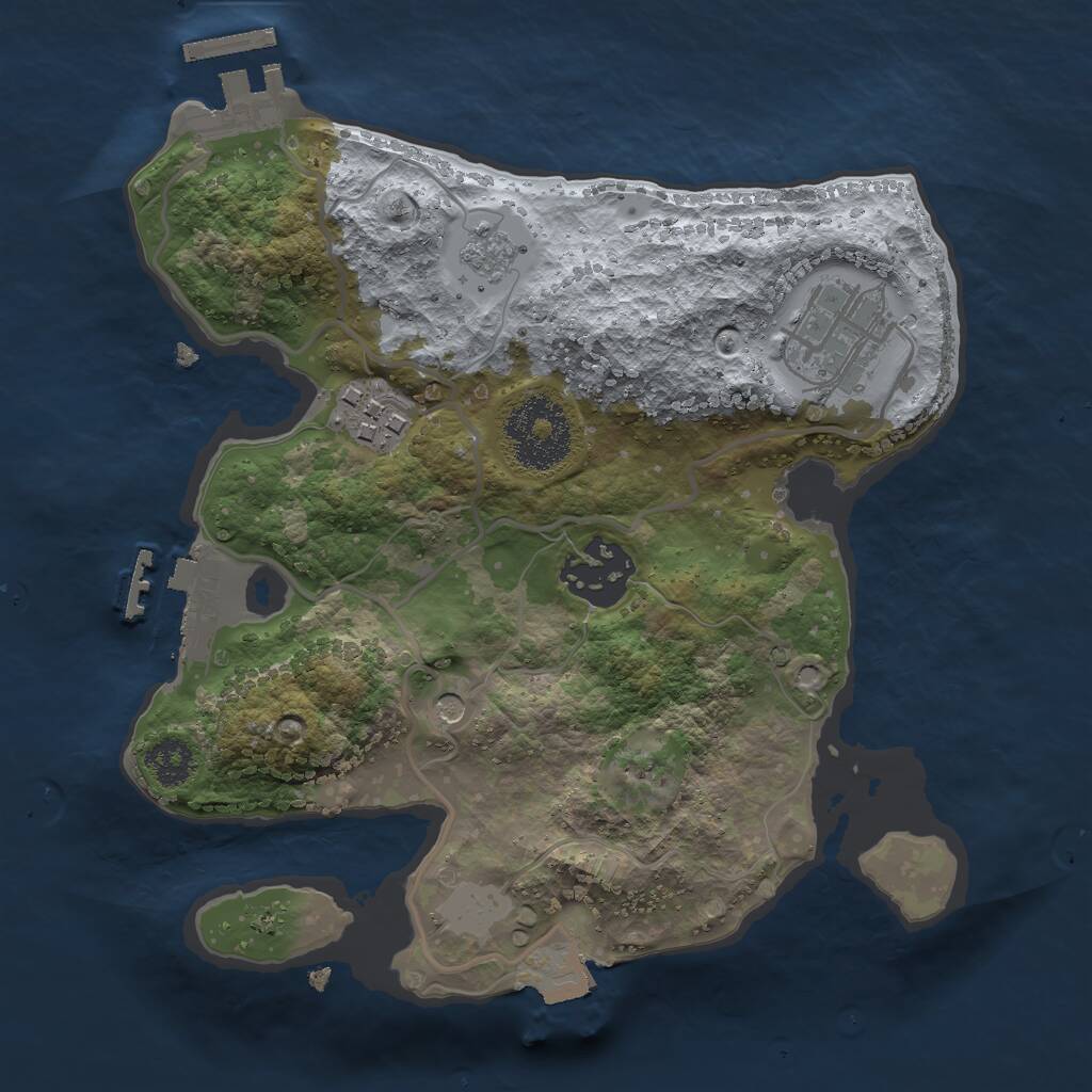 Rust Map: Procedural Map, Size: 2370, Seed: 1360597833, 8 Monuments