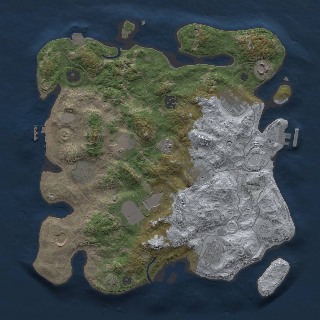 Rust Map: Procedural Map, Size: 3500, Seed: 467490525, 16 Monuments