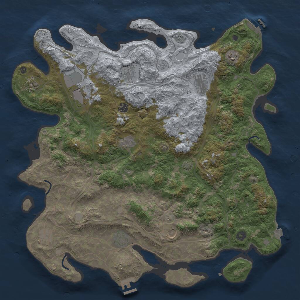 Rust Map: Procedural Map, Size: 4500, Seed: 2345252, 17 Monuments
