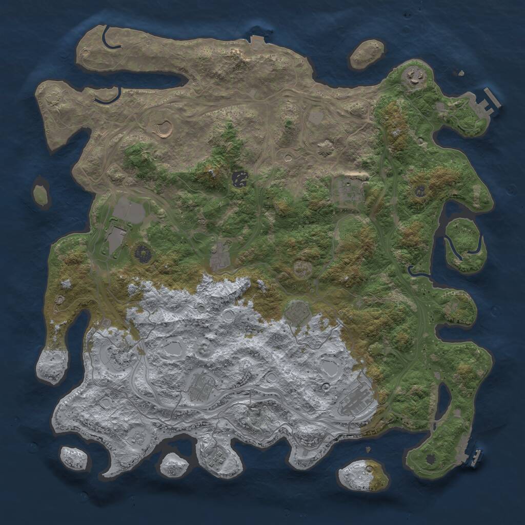 Rust Map: Procedural Map, Size: 4500, Seed: 93173633, 17 Monuments