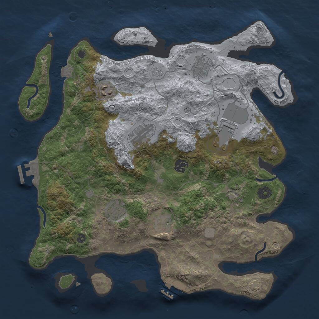 Rust Map: Procedural Map, Size: 3500, Seed: 1125352768, 14 Monuments