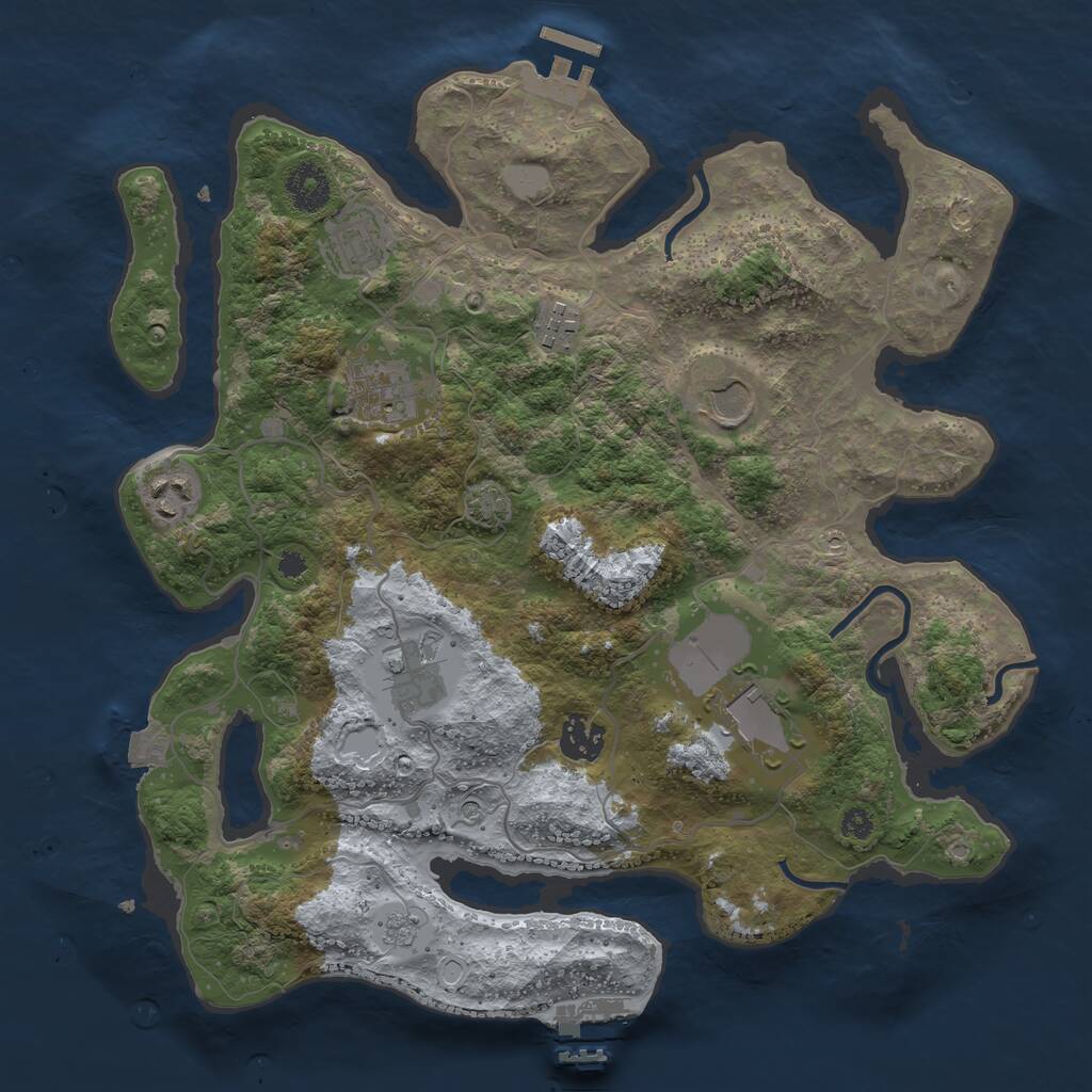 Rust Map: Procedural Map, Size: 3500, Seed: 1908654737, 14 Monuments