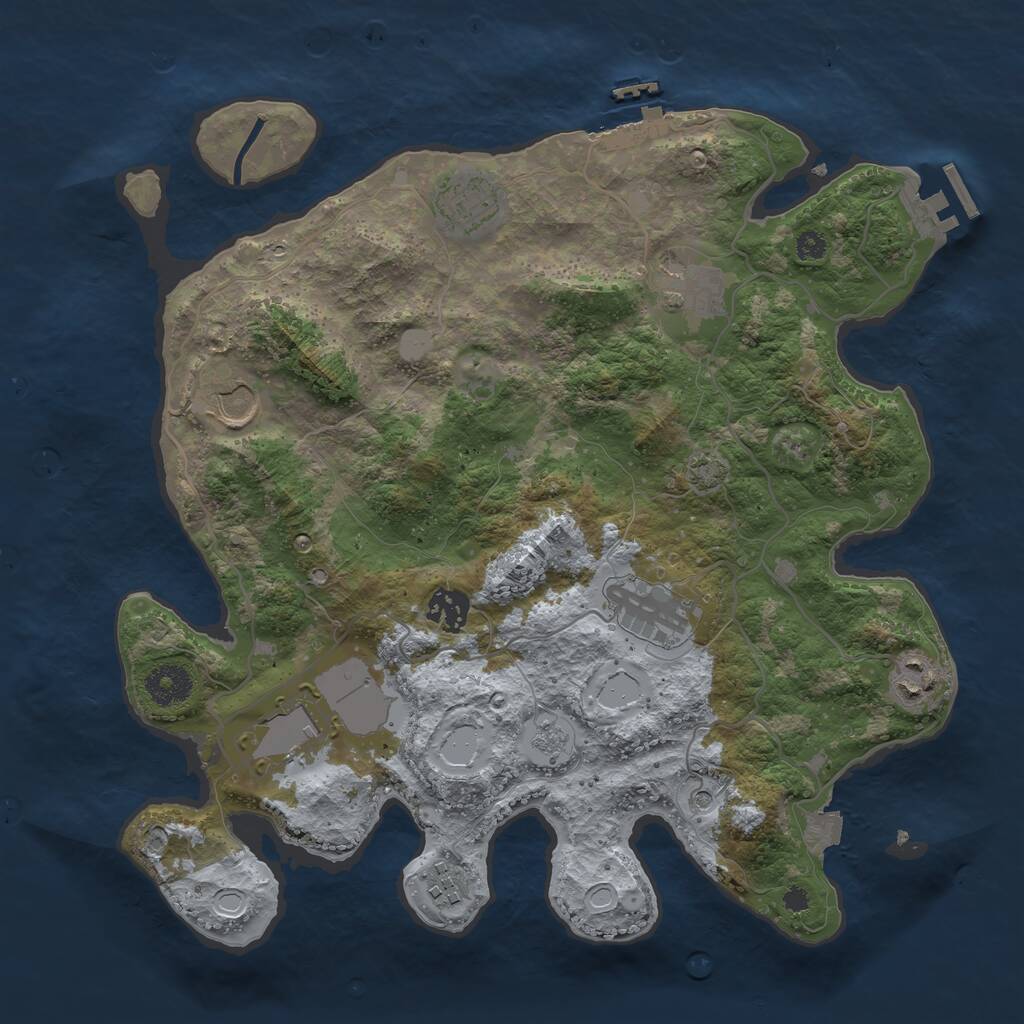 Rust Map: Procedural Map, Size: 3500, Seed: 4461, 14 Monuments