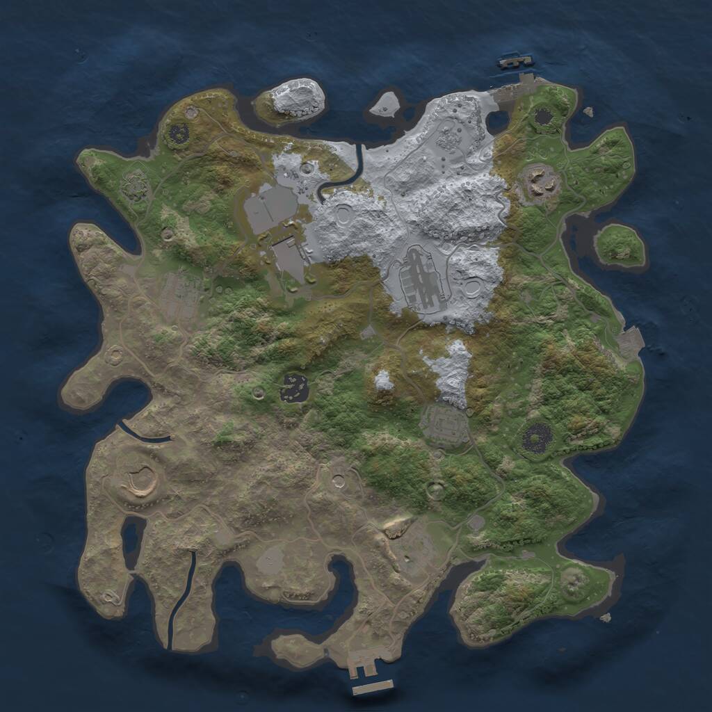 Rust Map: Procedural Map, Size: 3500, Seed: 1407293673, 14 Monuments