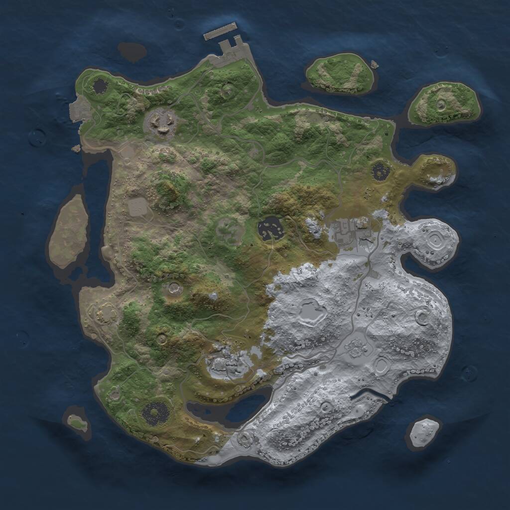 Rust Map: Procedural Map, Size: 3000, Seed: 616788446, 9 Monuments