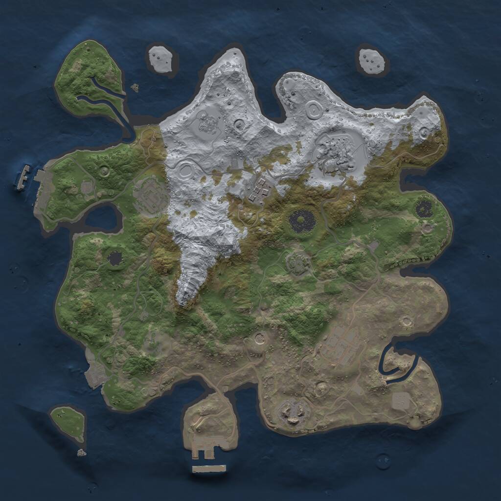 Rust Map: Procedural Map, Size: 3000, Seed: 1030212418, 11 Monuments