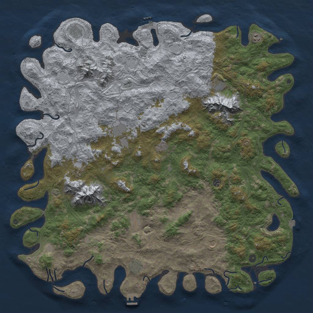 Rust Map: Procedural Map, Size: 6000, Seed: 801978659, 17 Monuments