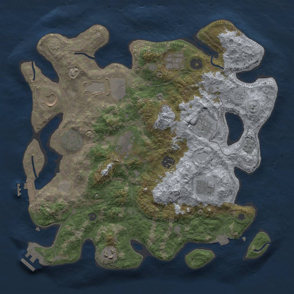 Rust Map: Procedural Map, Size: 3600, Seed: 235754007, 15 Monuments