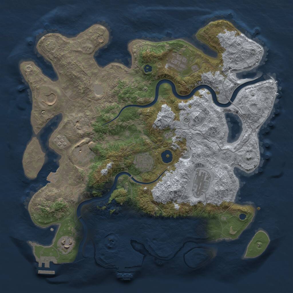 Rust Map: Procedural Map, Size: 3600, Seed: 235754007, 13 Monuments