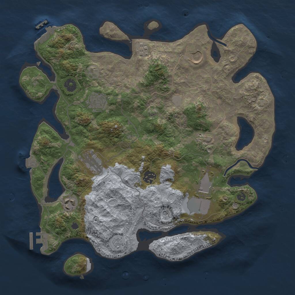 Rust Map: Procedural Map, Size: 3500, Seed: 290461423, 14 Monuments