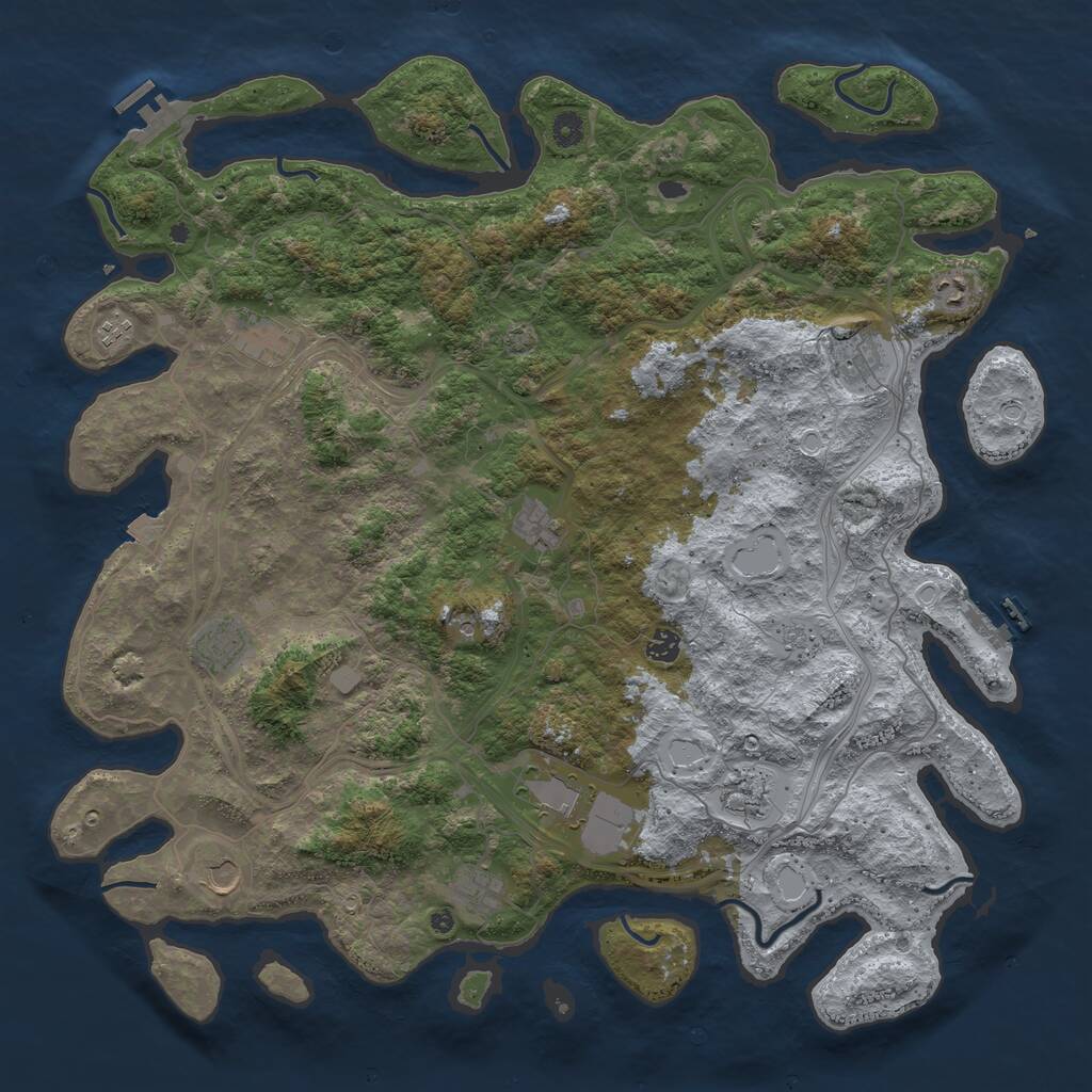 Rust Map: Procedural Map, Size: 4800, Seed: 608177038, 17 Monuments