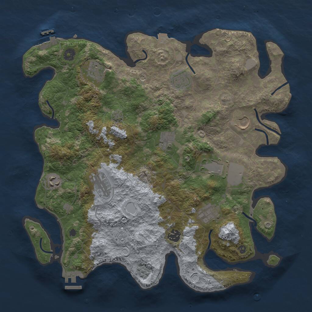 Rust Map: Procedural Map, Size: 3750, Seed: 894496397, 16 Monuments