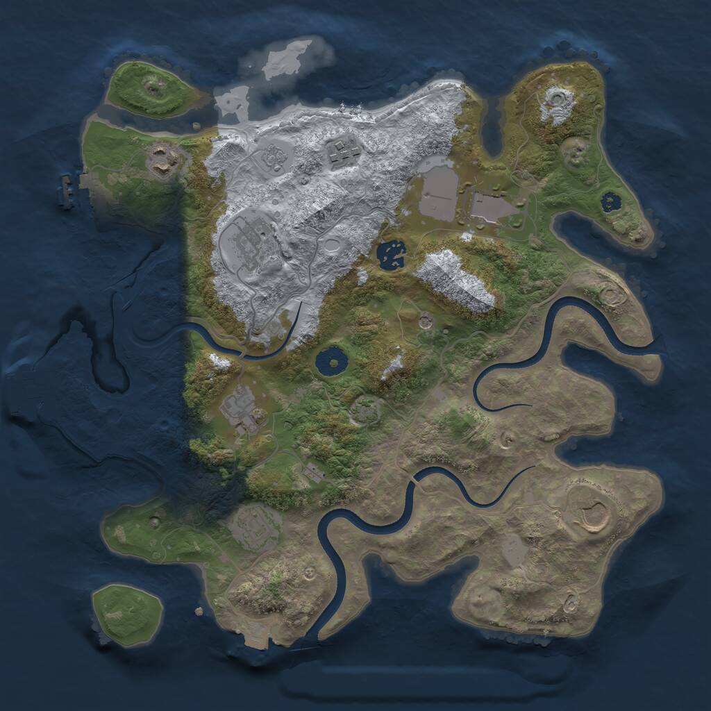 Rust Map: Procedural Map, Size: 3500, Seed: 382125373, 14 Monuments