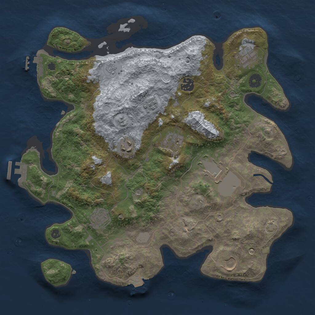 Rust Map: Procedural Map, Size: 3500, Seed: 382125373, 14 Monuments