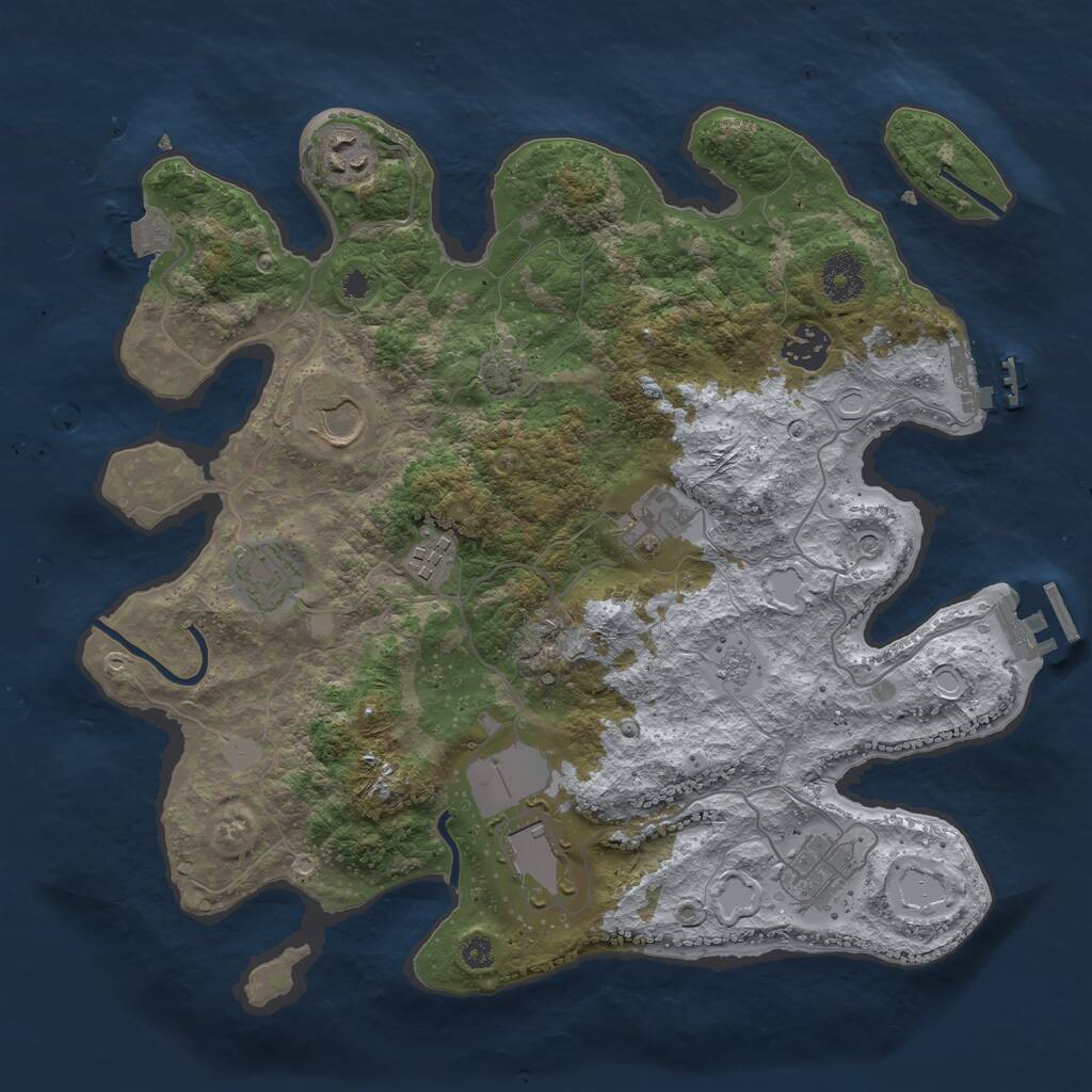 Rust Map: Procedural Map, Size: 3500, Seed: 381805425, 14 Monuments