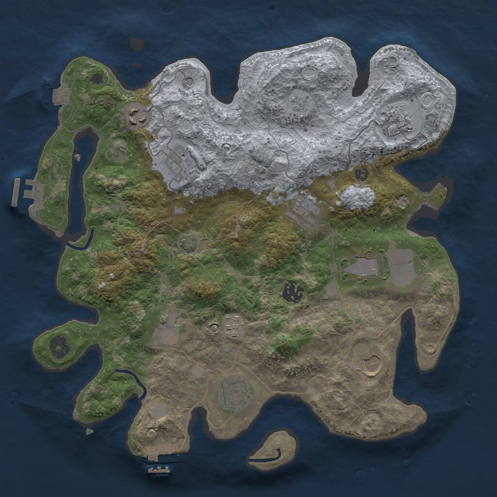 Rust Map: Procedural Map, Size: 3500, Seed: 453658807, 16 Monuments