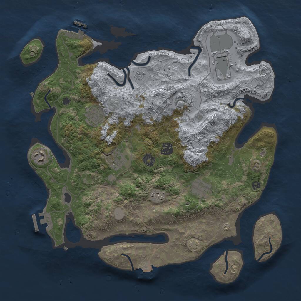 Rust Map: Procedural Map, Size: 3500, Seed: 1964469117, 14 Monuments