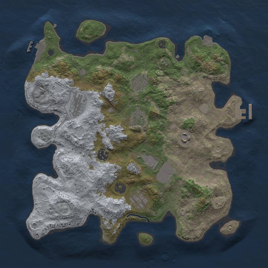 Rust Map: Procedural Map, Size: 3500, Seed: 25785, 14 Monuments