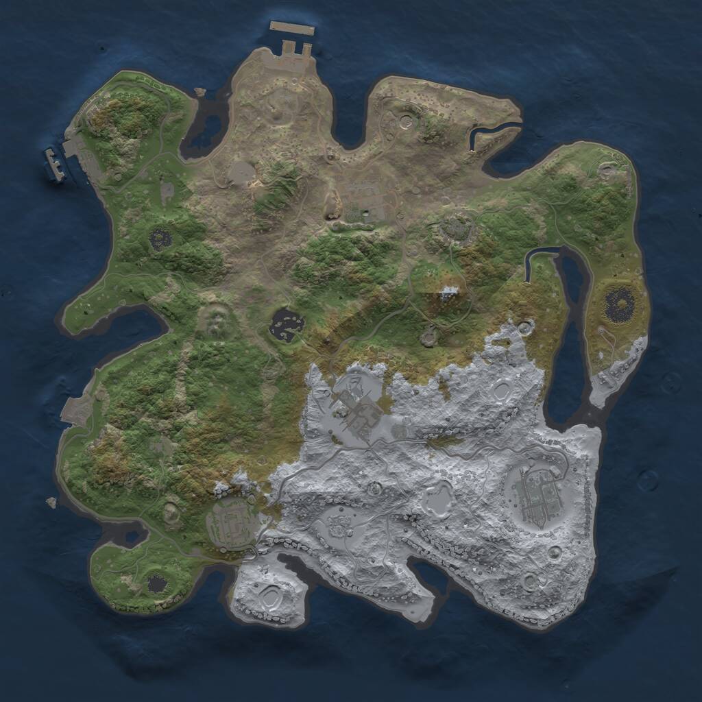 Rust Map: Procedural Map, Size: 3200, Seed: 558448747, 11 Monuments