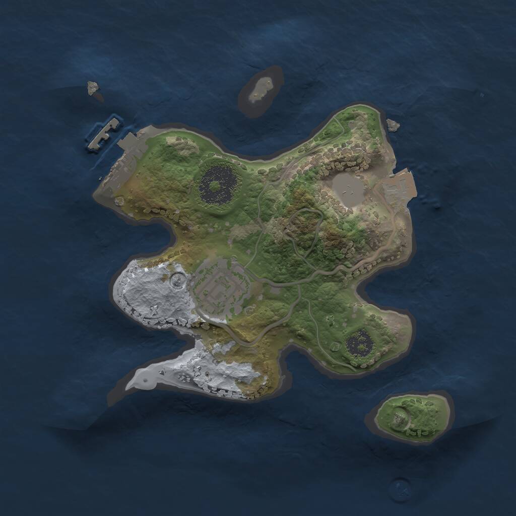 Rust Map: Procedural Map, Size: 2000, Seed: 1249976433, 3 Monuments