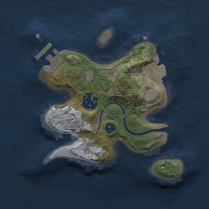 Thumbnail Rust Map: Procedural Map, Size: 2000, Seed: 1249976433, 3 Monuments