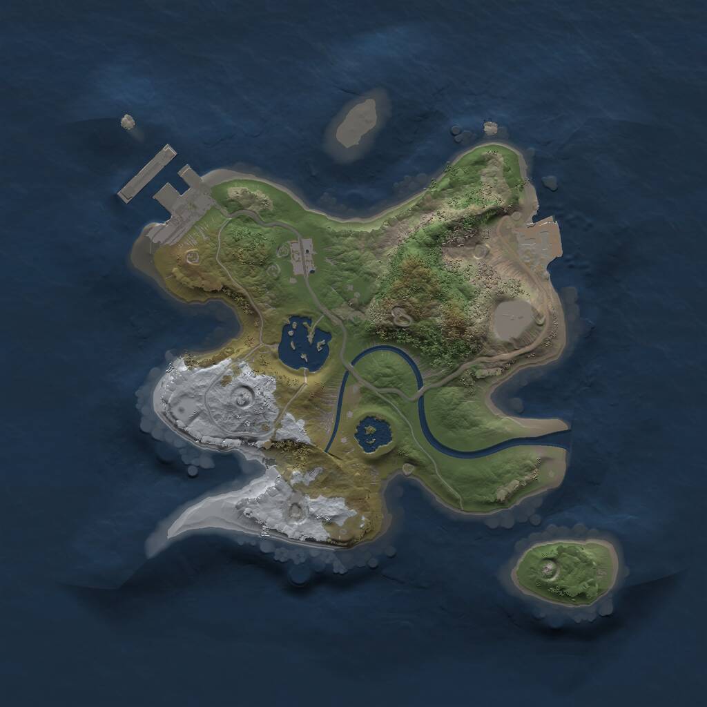 Rust Map: Procedural Map, Size: 2000, Seed: 1249976433, 3 Monuments