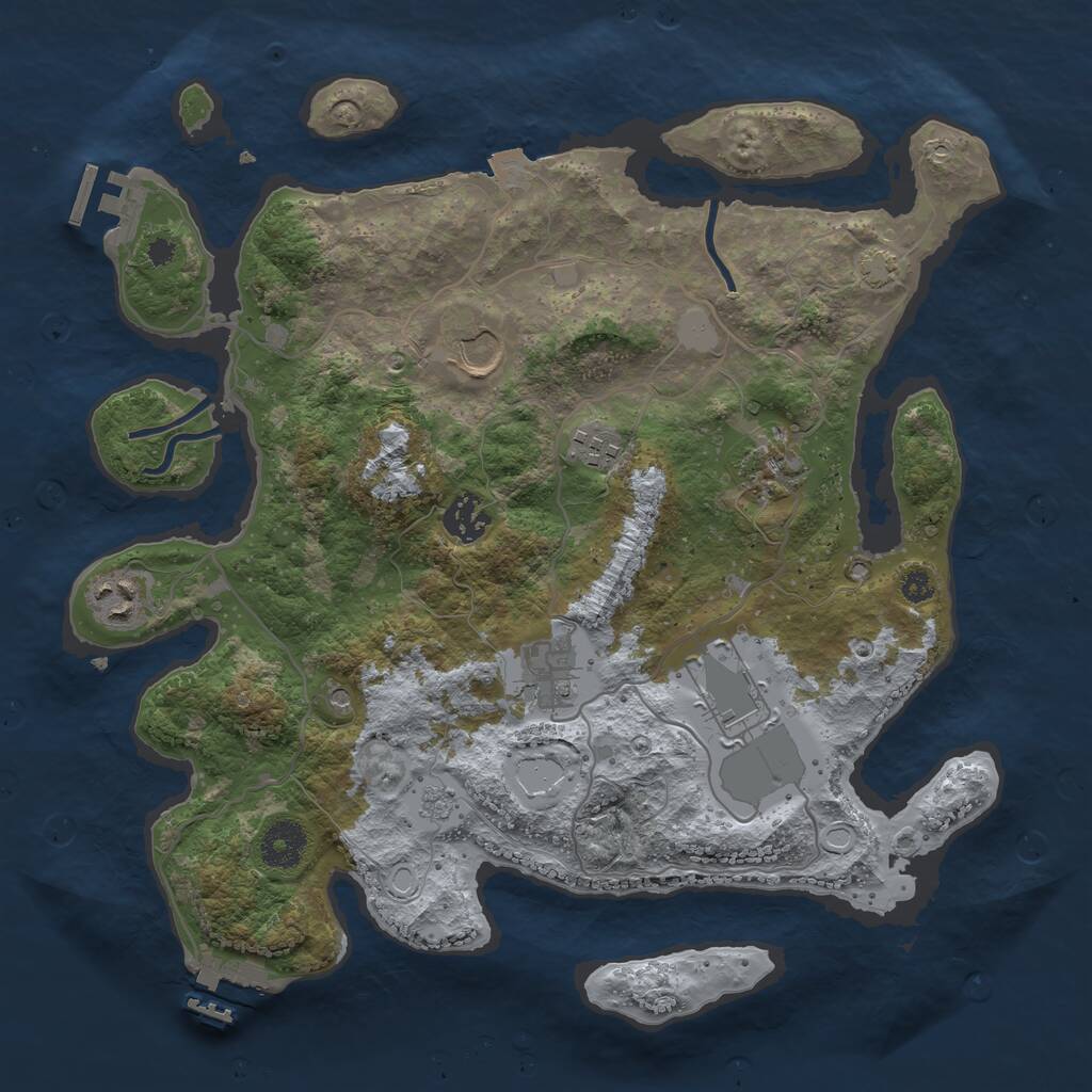 Rust Map: Procedural Map, Size: 3500, Seed: 989300516, 13 Monuments