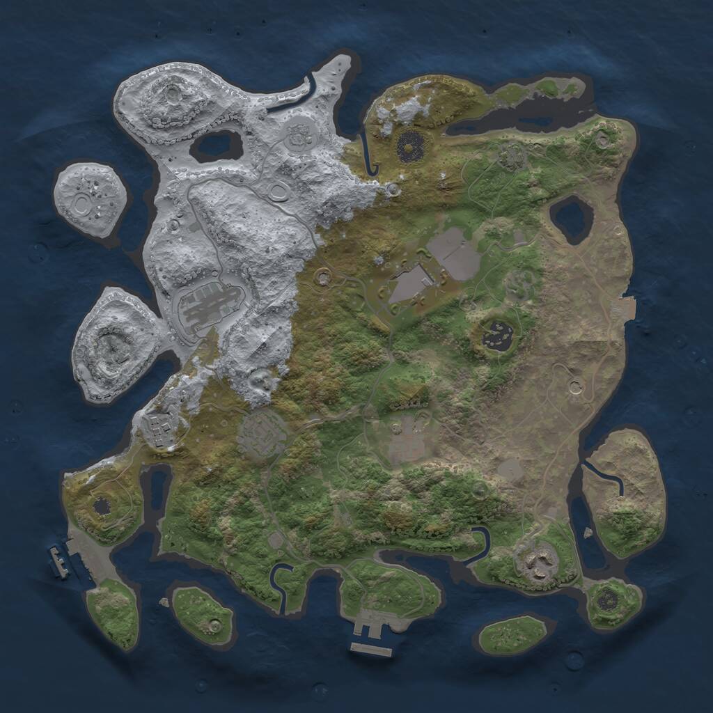 Rust Map: Procedural Map, Size: 3500, Seed: 1514564325, 13 Monuments