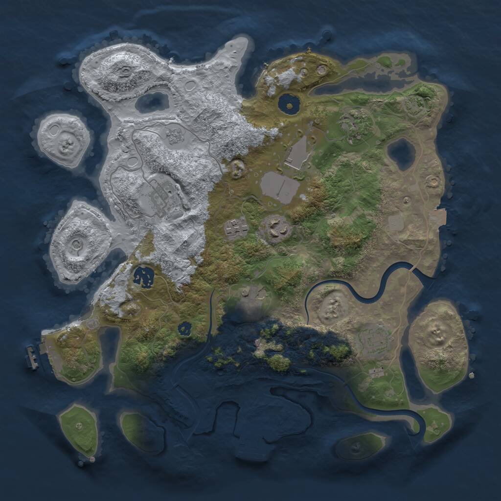 Rust Map: Procedural Map, Size: 3500, Seed: 1514564325, 14 Monuments