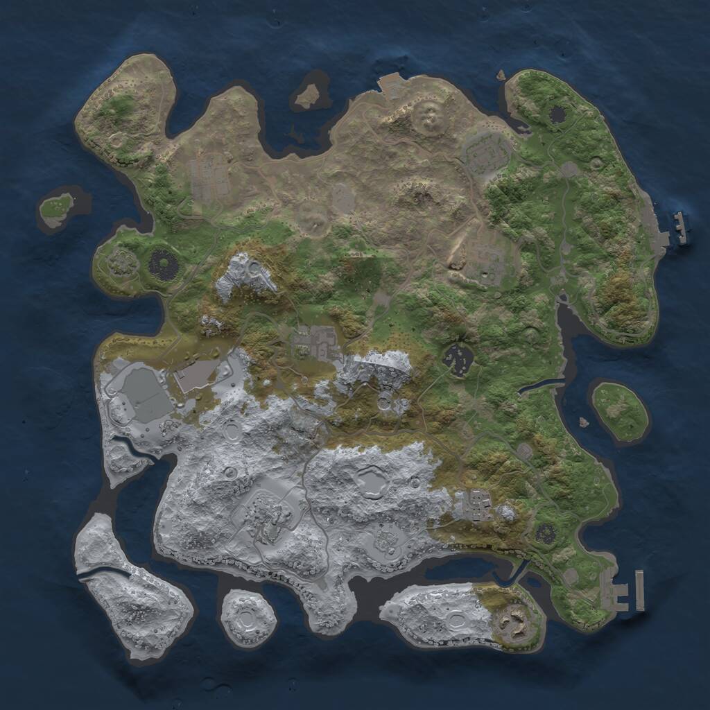 Rust Map: Procedural Map, Size: 3500, Seed: 1094552389, 15 Monuments