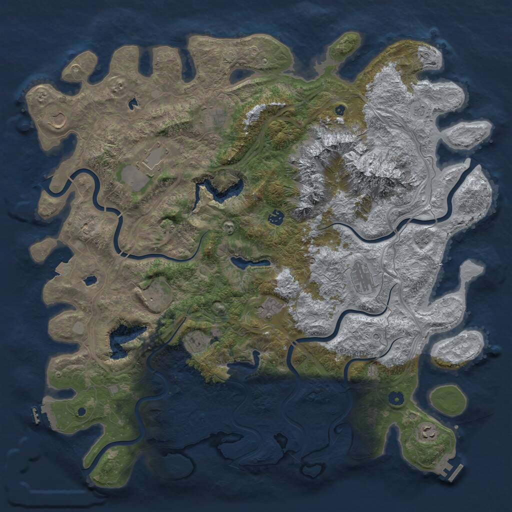 Rust Map: Procedural Map, Size: 5000, Seed: 744287673, 16 Monuments