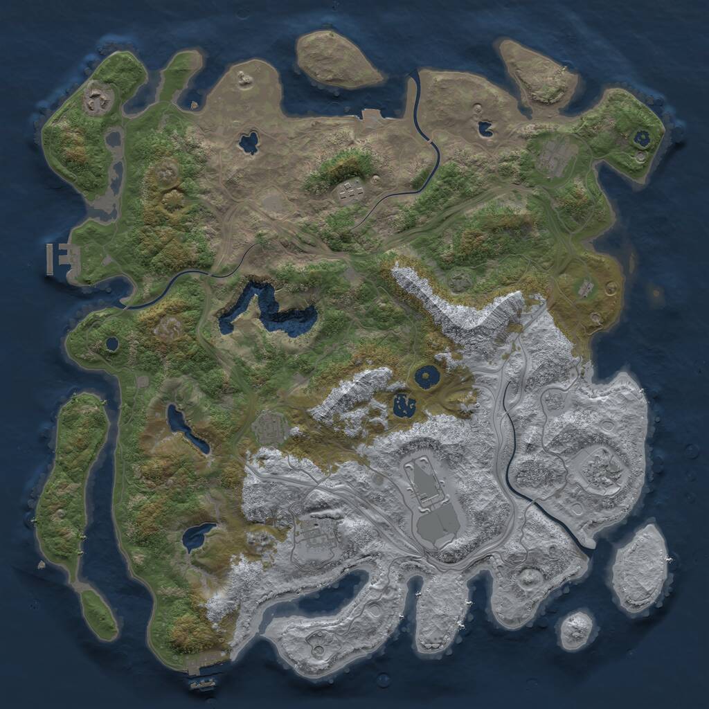 Rust Map: Procedural Map, Size: 4500, Seed: 32763665, 14 Monuments