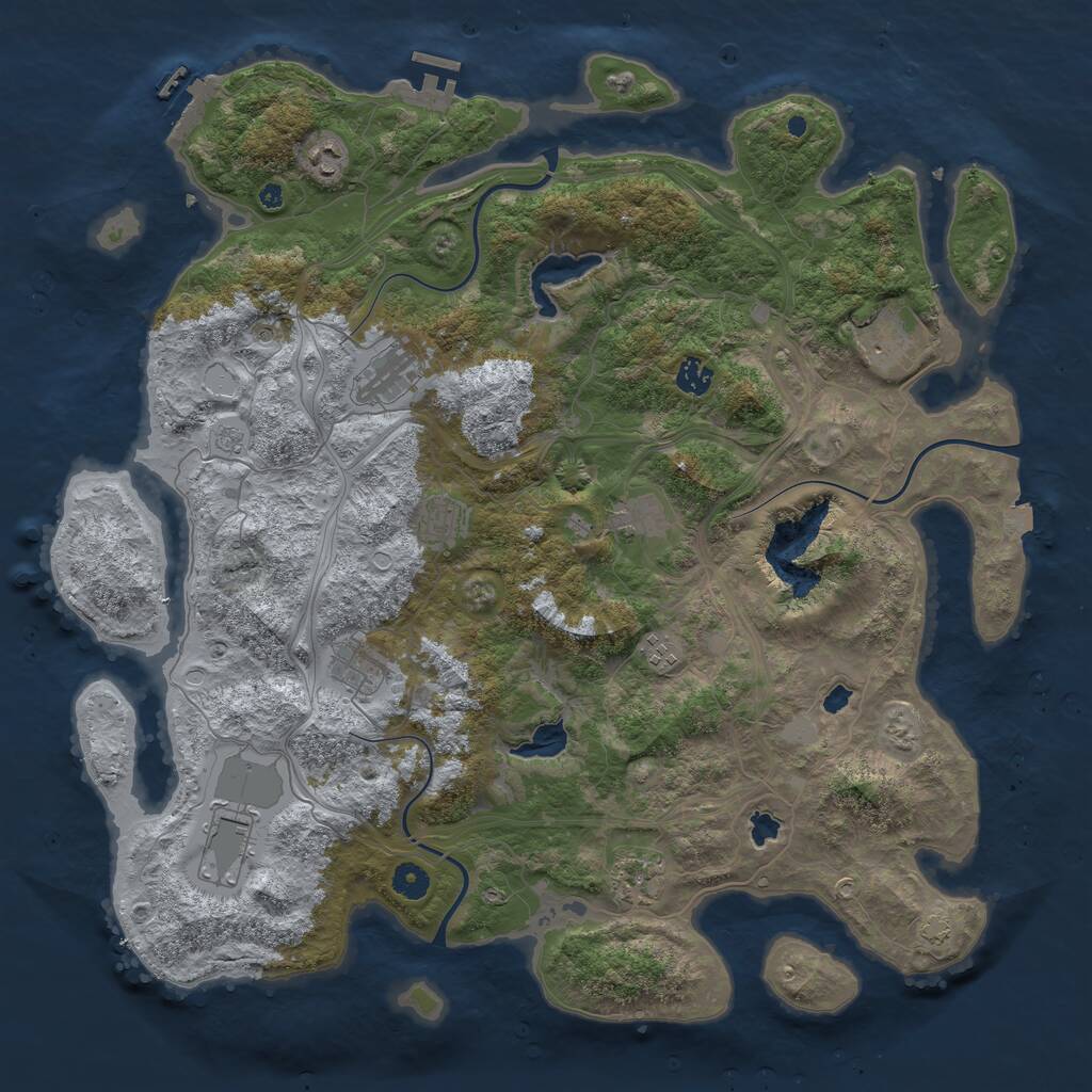 Rust Map: Procedural Map, Size: 4500, Seed: 939958115, 16 Monuments