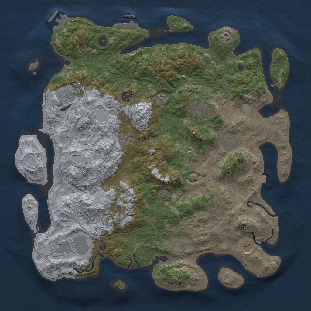 Rust Map: Procedural Map, Size: 4500, Seed: 939958115, 17 Monuments