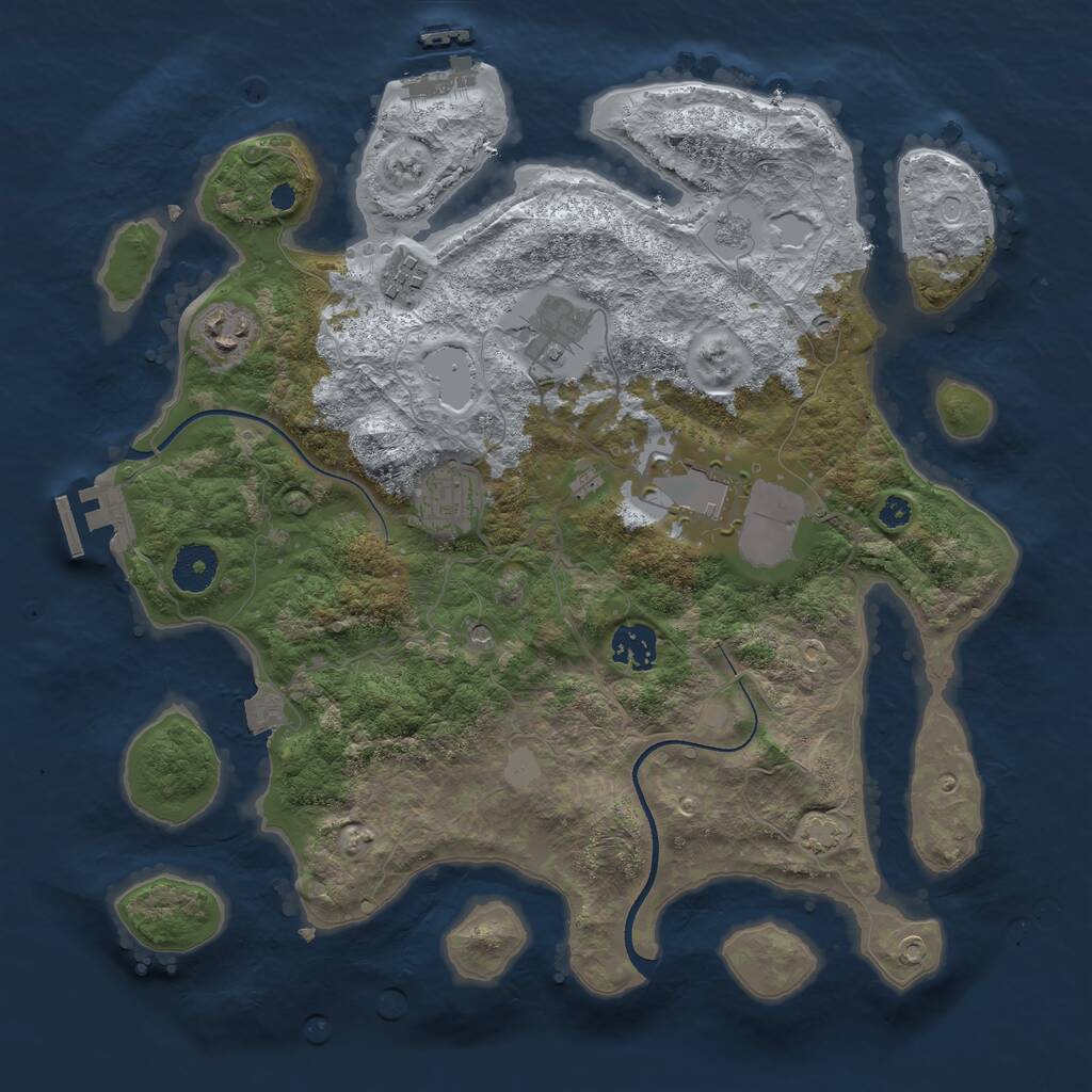 Rust Map: Procedural Map, Size: 3500, Seed: 684409267, 12 Monuments